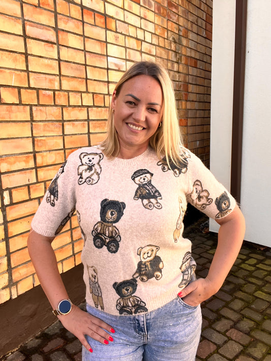 Džemperītis ar Teddy lācīšiem gaišā tonī