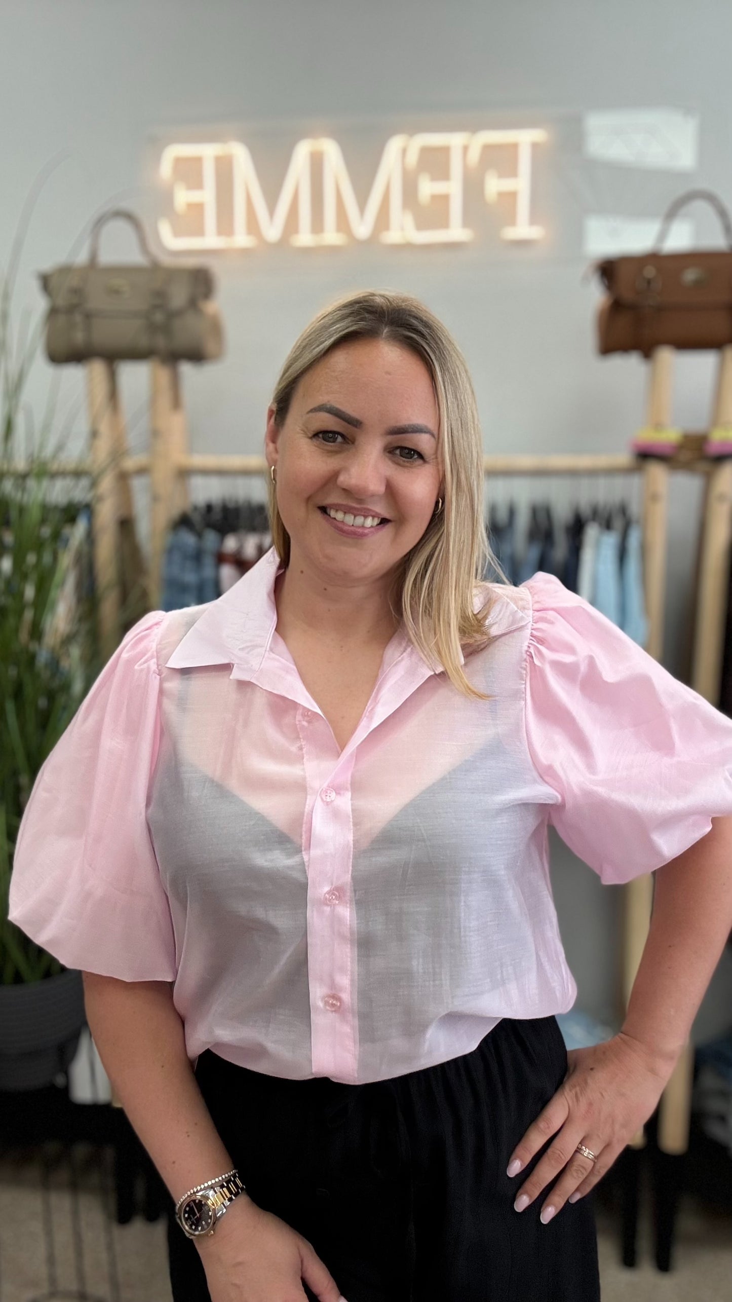 Tencel blouse pink color