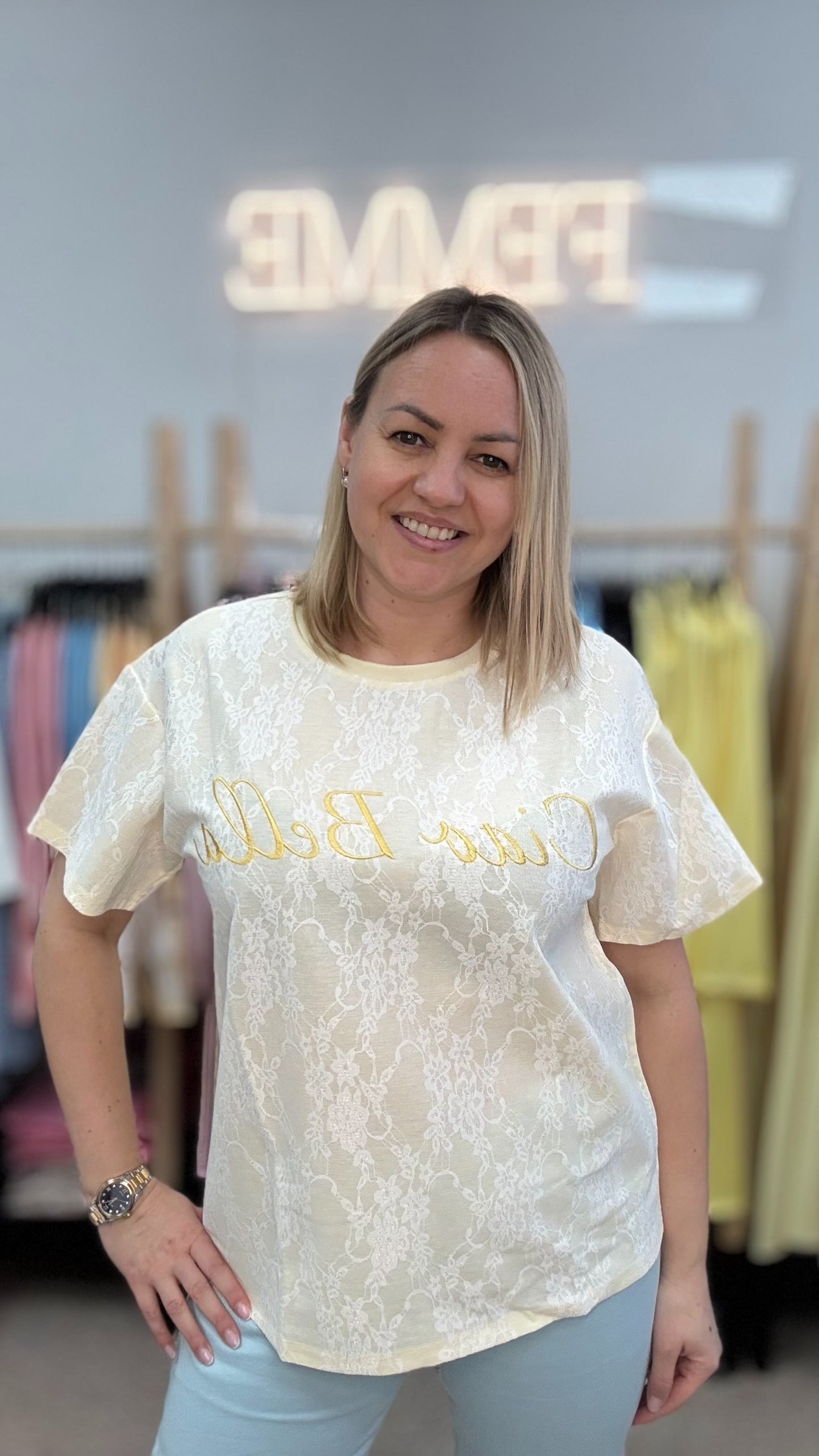 Ciao bella T krekls dzeltenā tonī