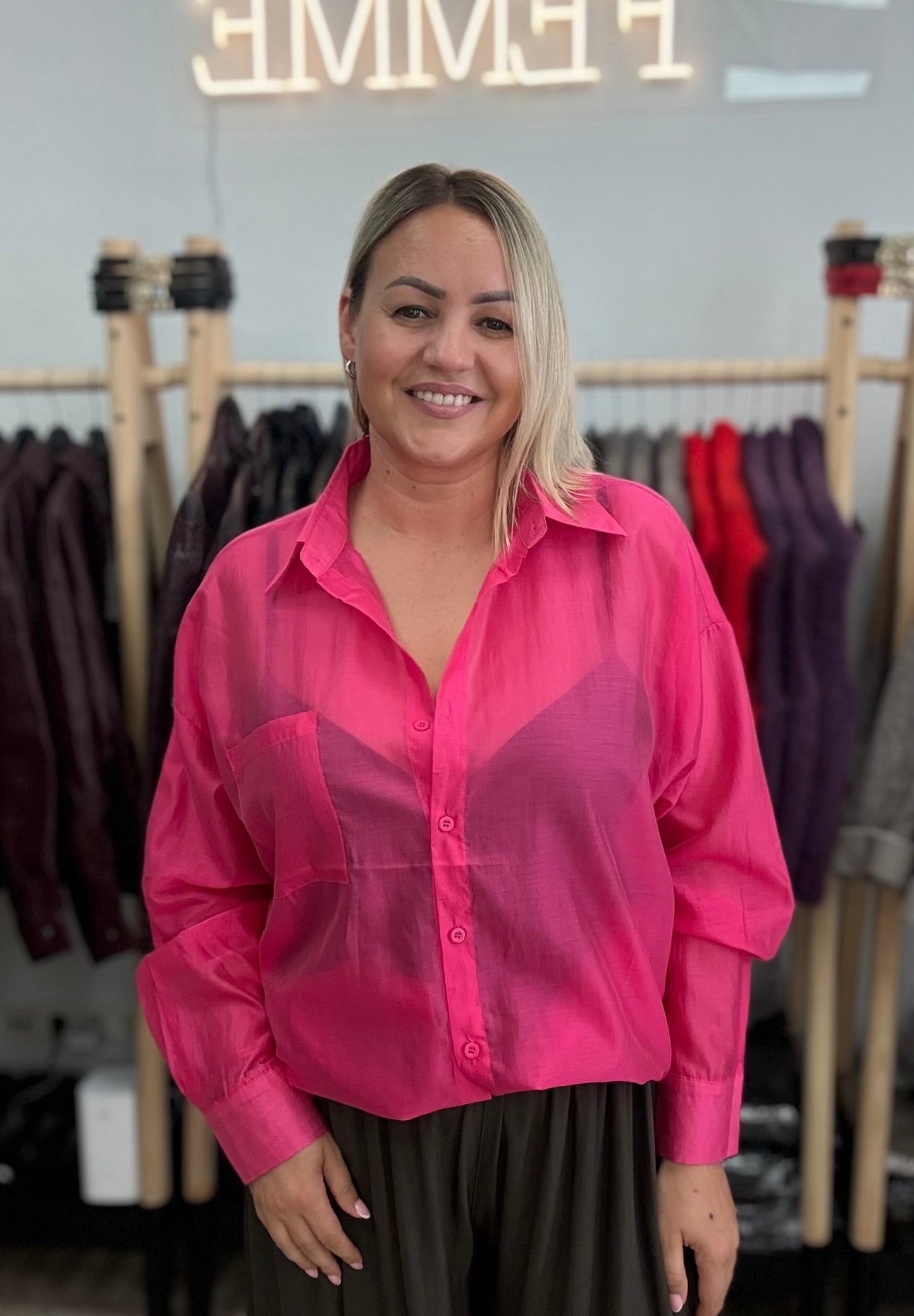 Silk blouse pink color
