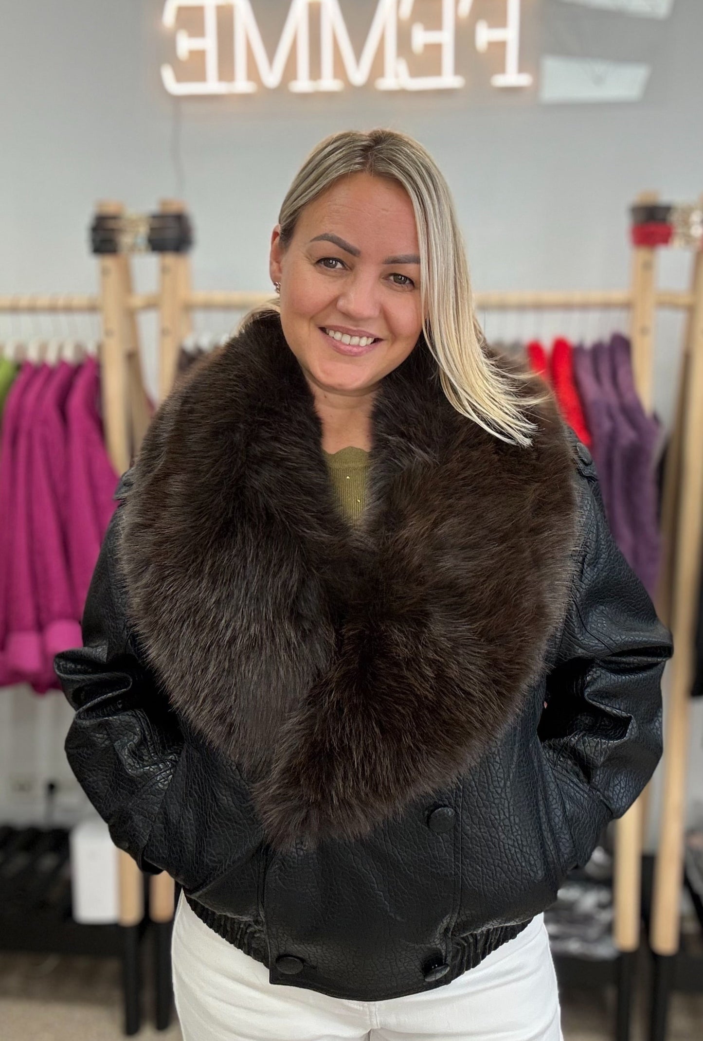 Faux Leather jacket black color