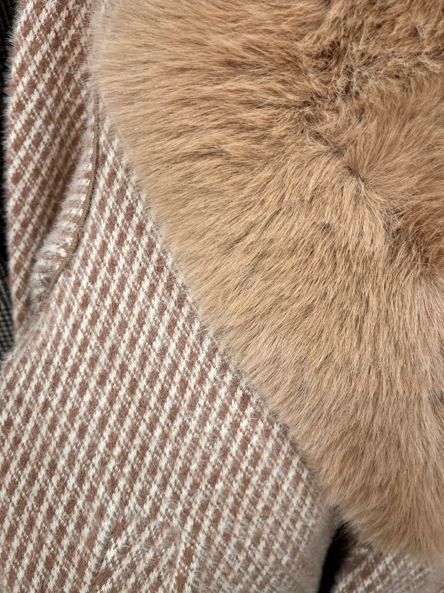 Beige coat with faux fur