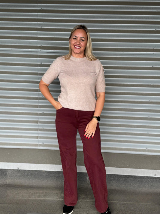 Bordo džinsu stila bikses