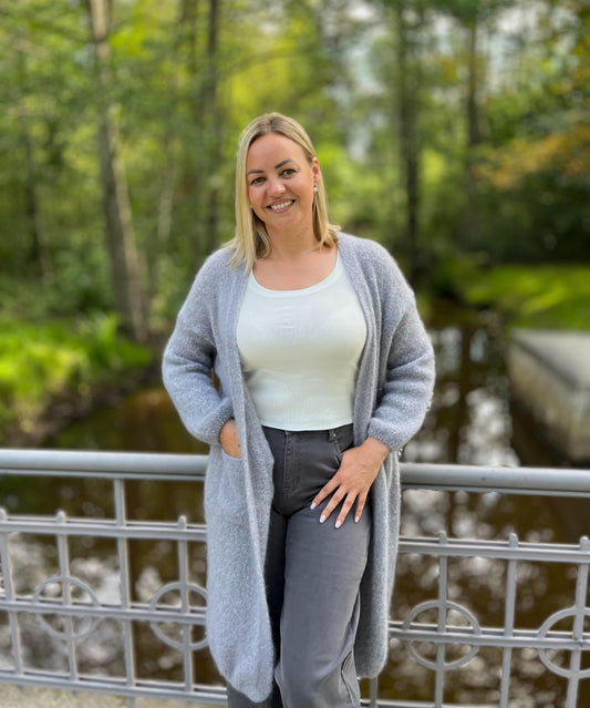 Zilganpelēks mohēras kardigans