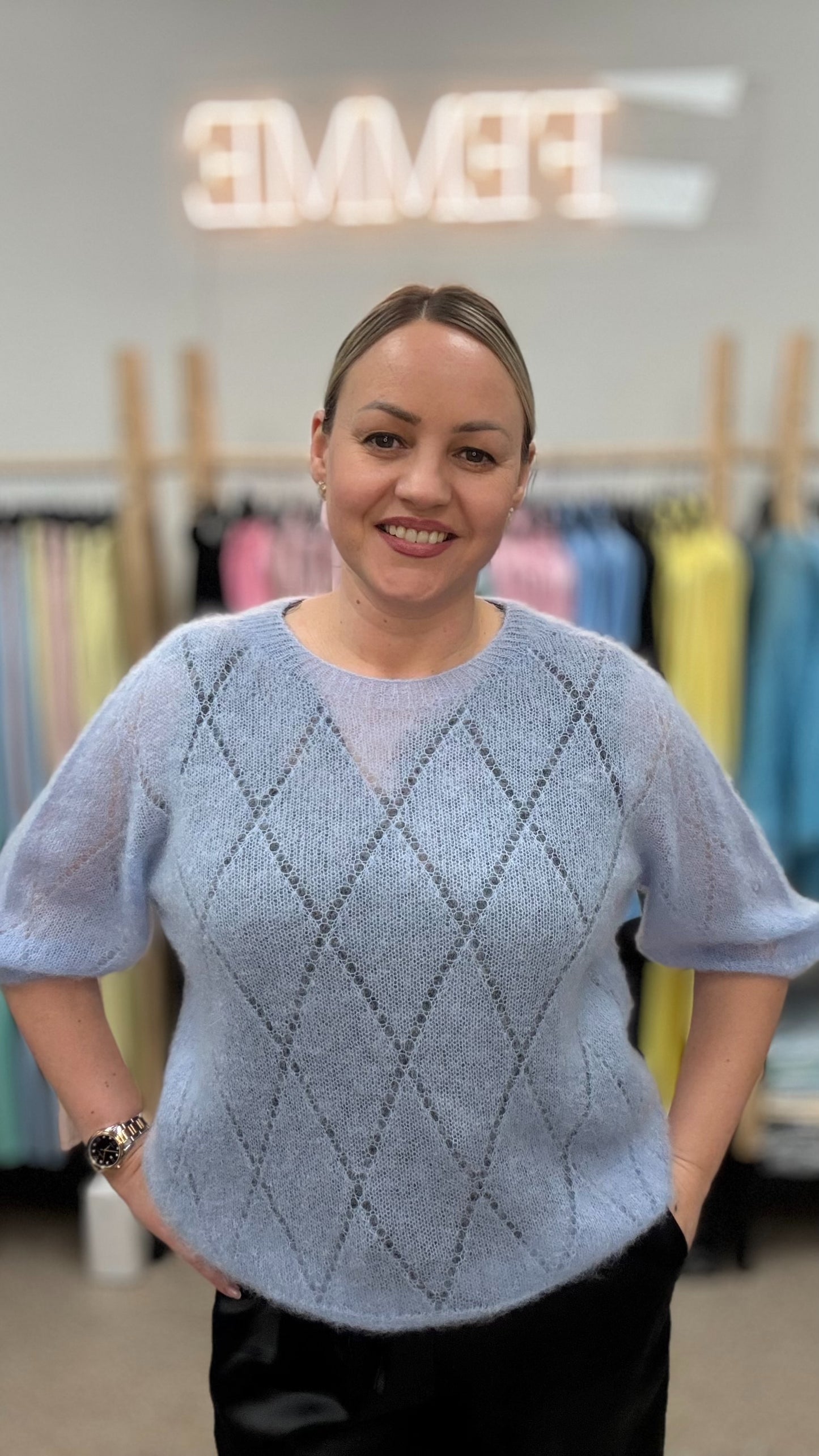 KId mohēras džemperis gaiši zilā tonī 