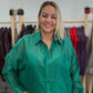 Silk blouse green color