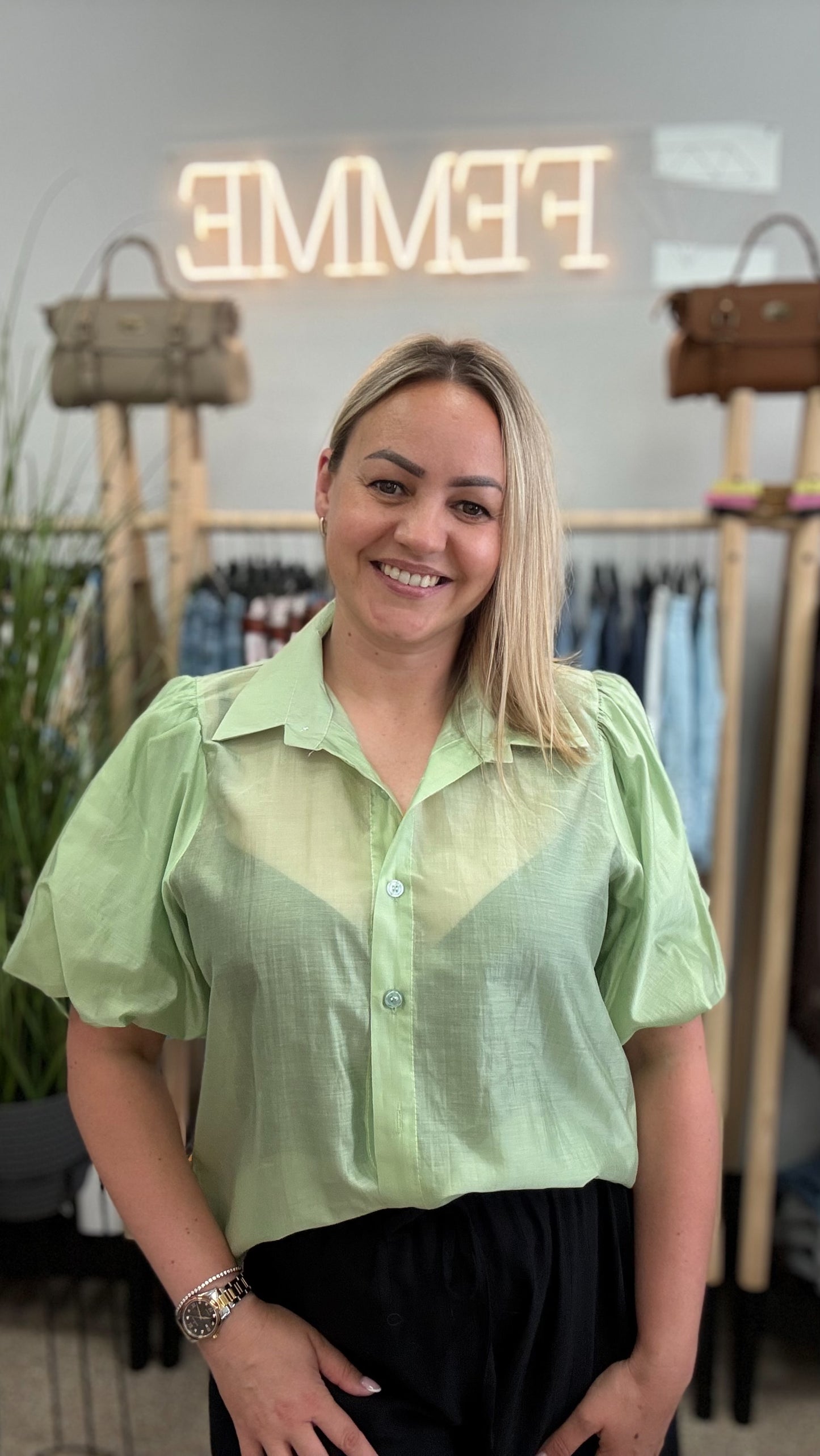 Tencel blouse green color