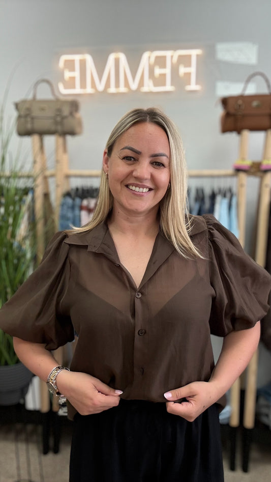 Tencel blouse brown color