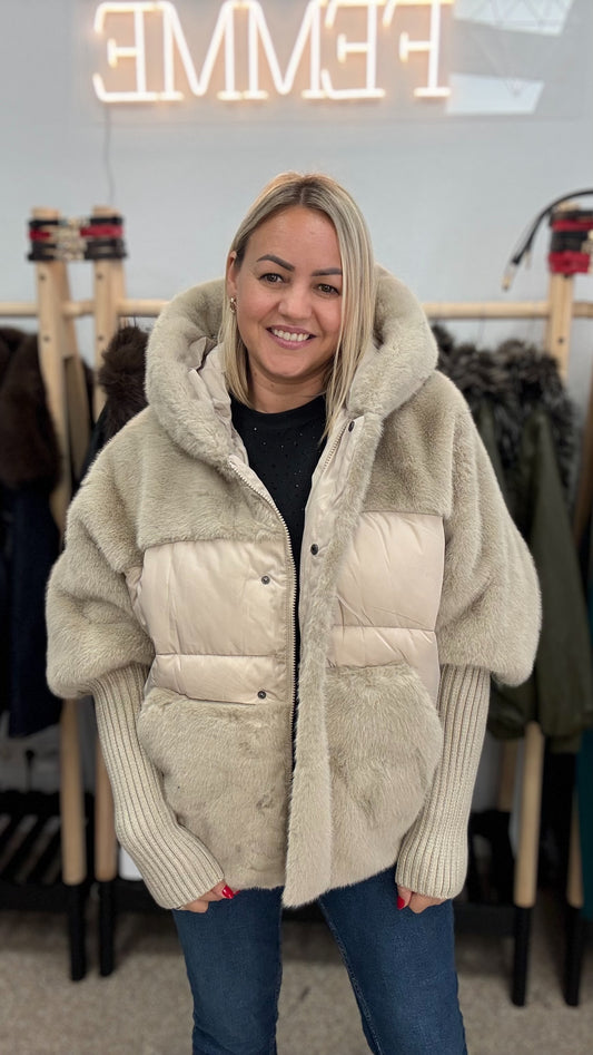Winter jacket in beige tone