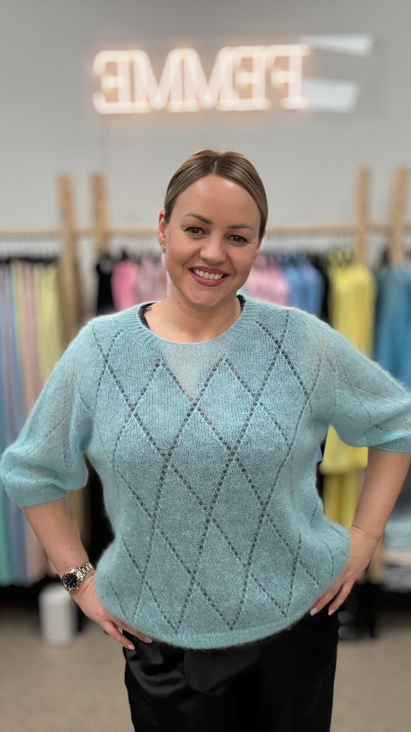 Cвитер из мохера цвета Тиффани