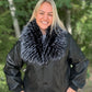 Faux leather jacket with faux fur black color