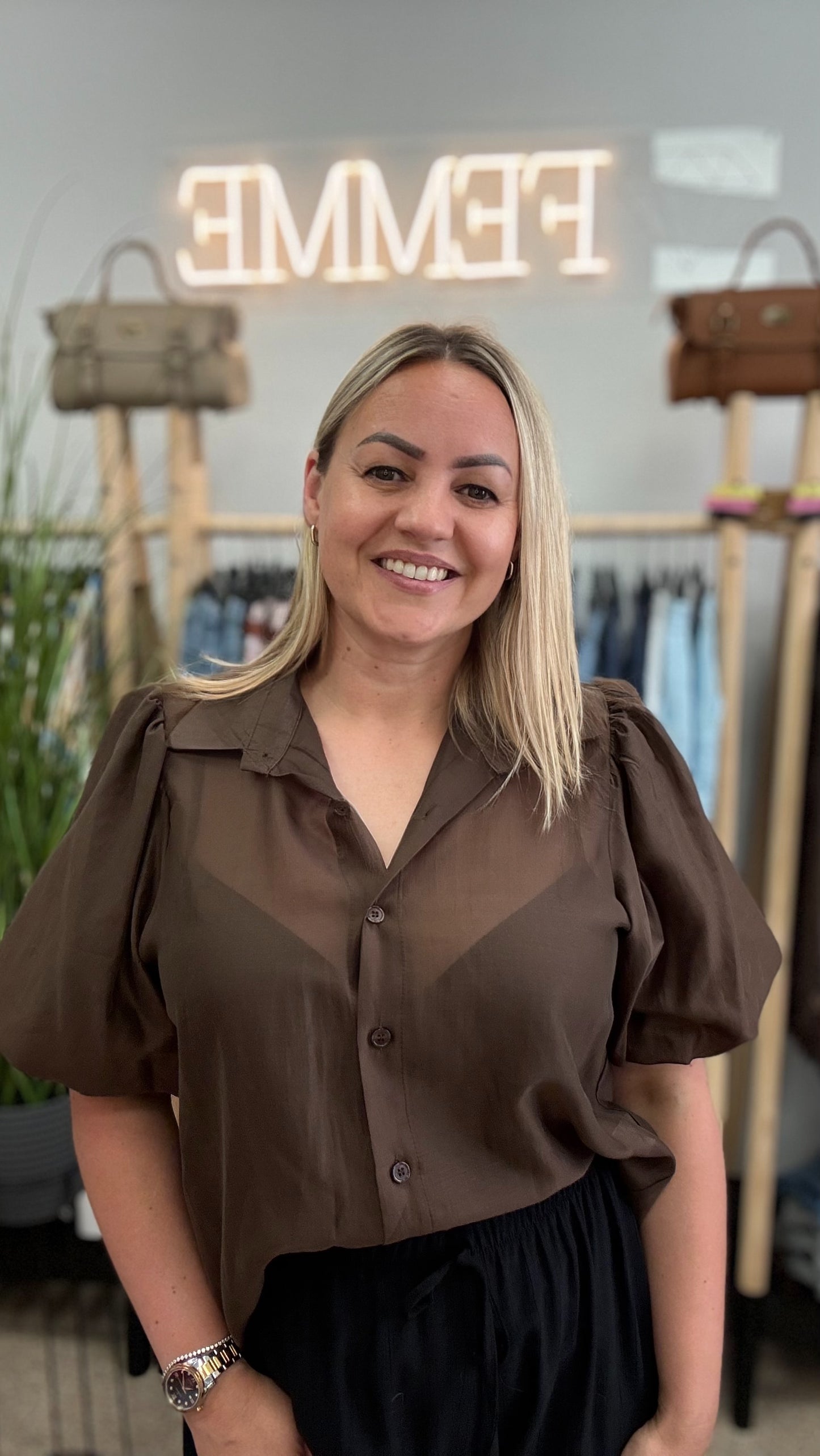 Tencel blouse brown color