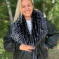 Faux leather jacket with faux fur black color
