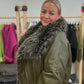 Faux leather jacket haki color