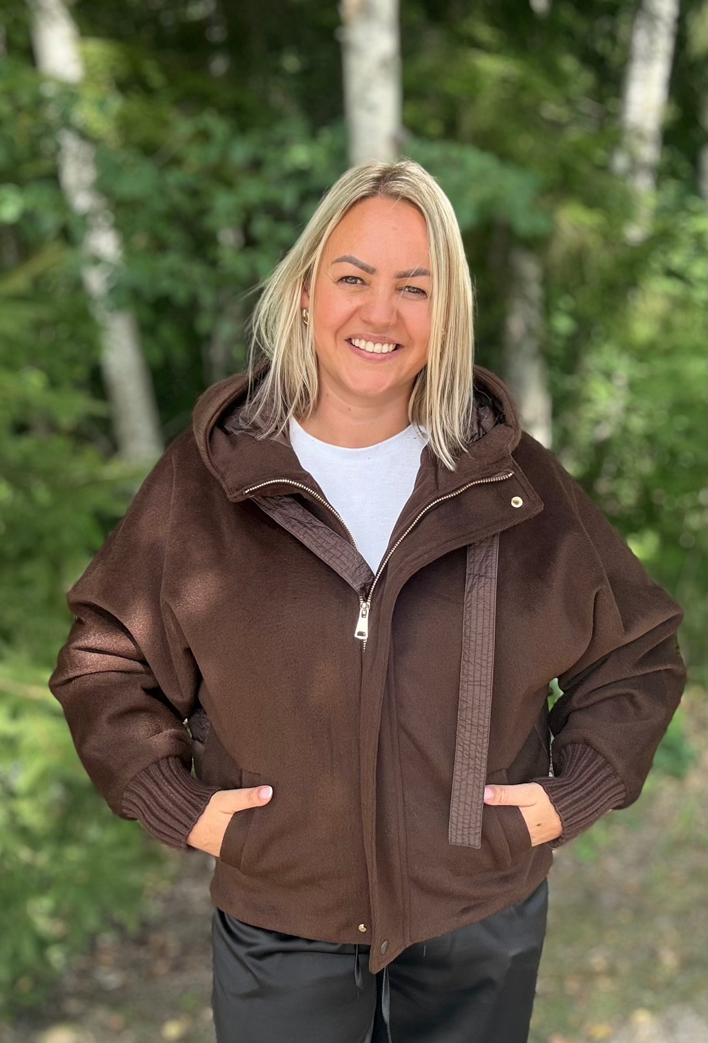 Brown color hooded jacket