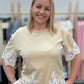 Beige T-shirt with lace