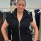 Black Knitted Zip-Up Vest