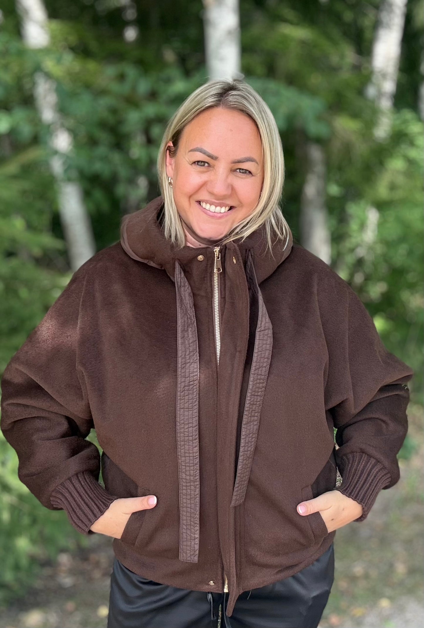 Brown color hooded jacket