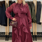 A dress in burgundy tone