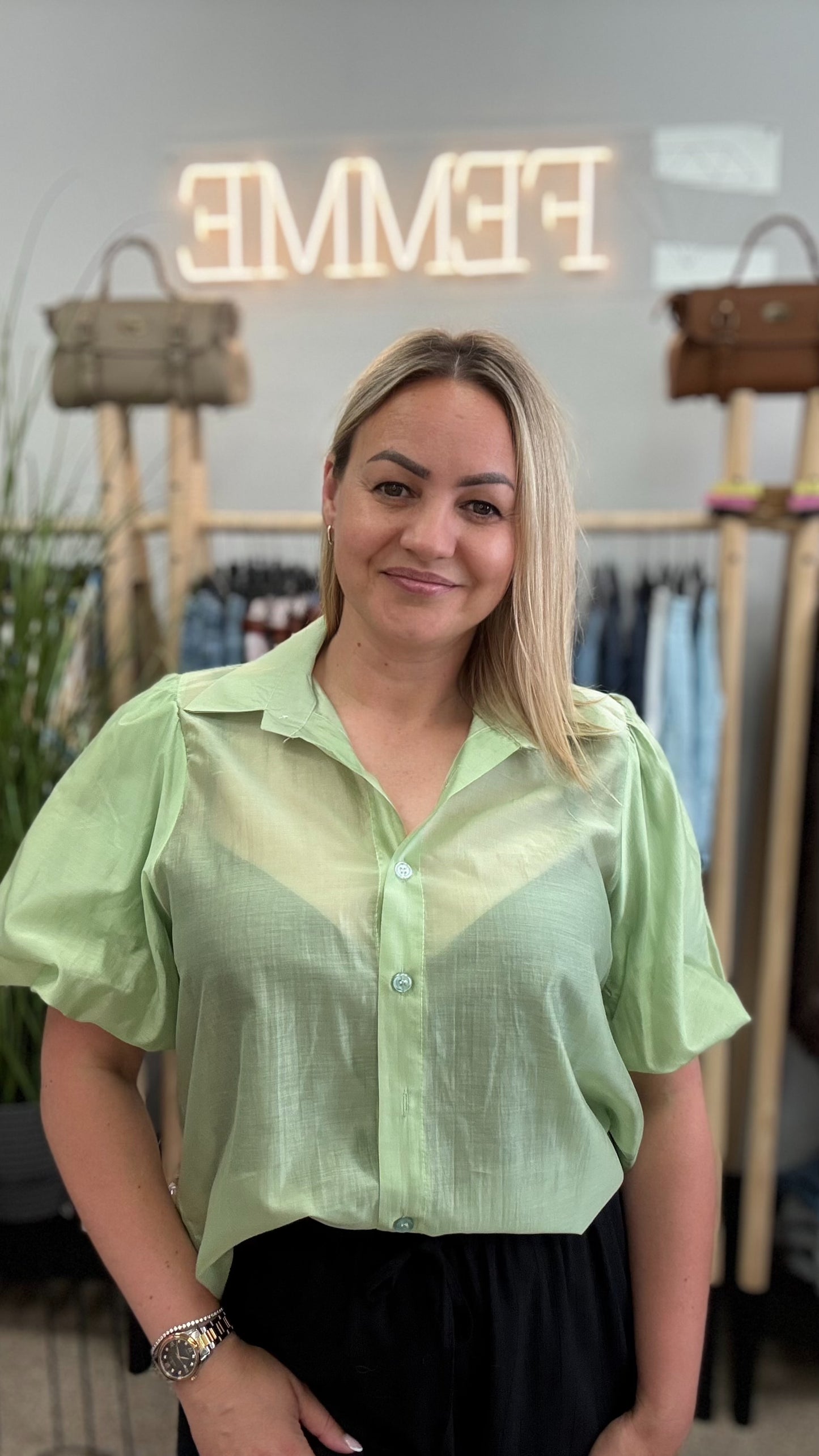 Tencel blouse green color