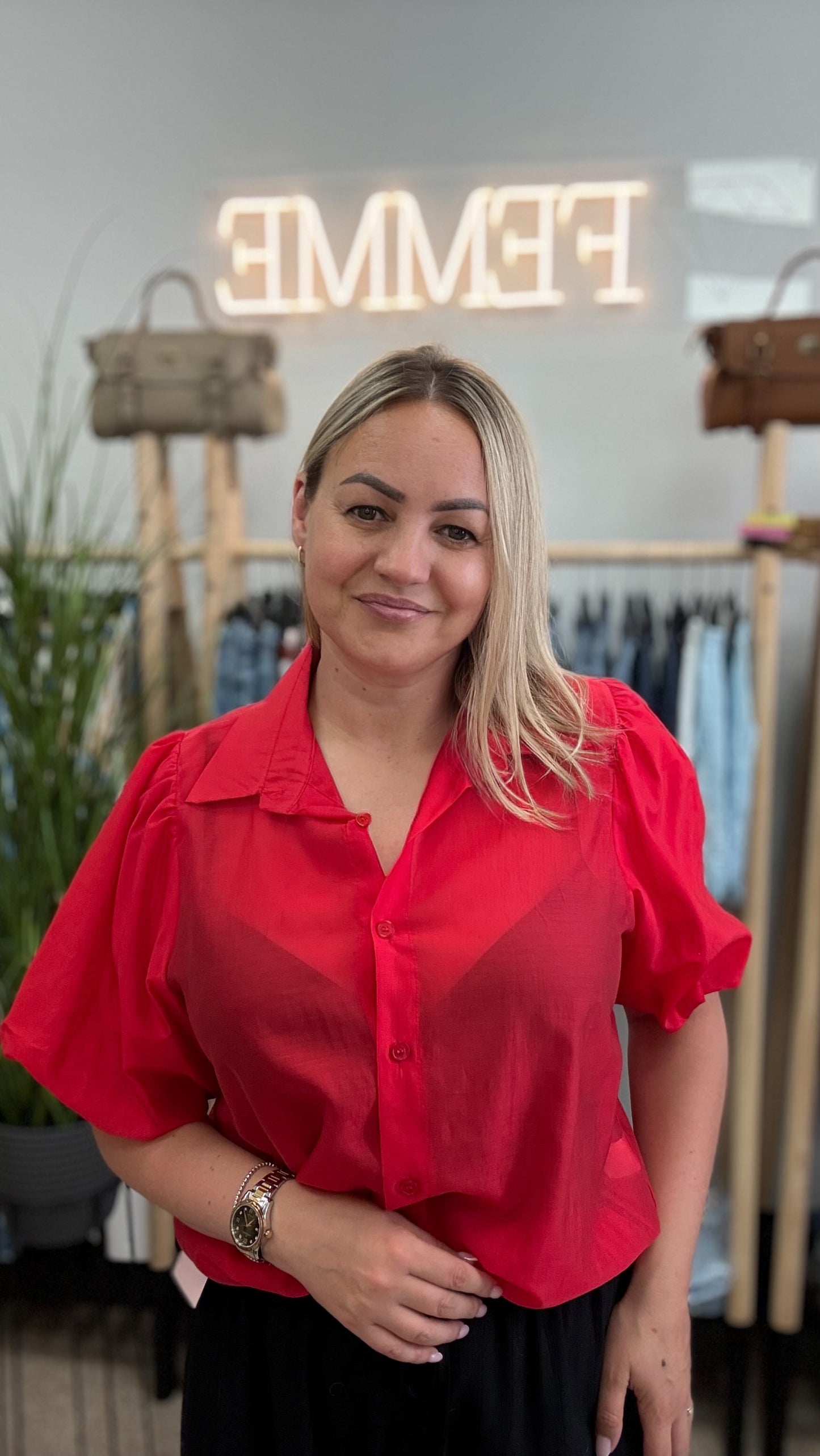 Tencel blouse red color
