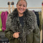 Faux leather jacket haki color