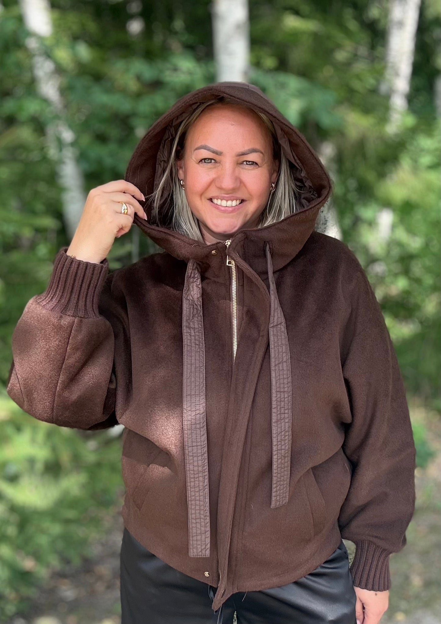 Brown color hooded jacket