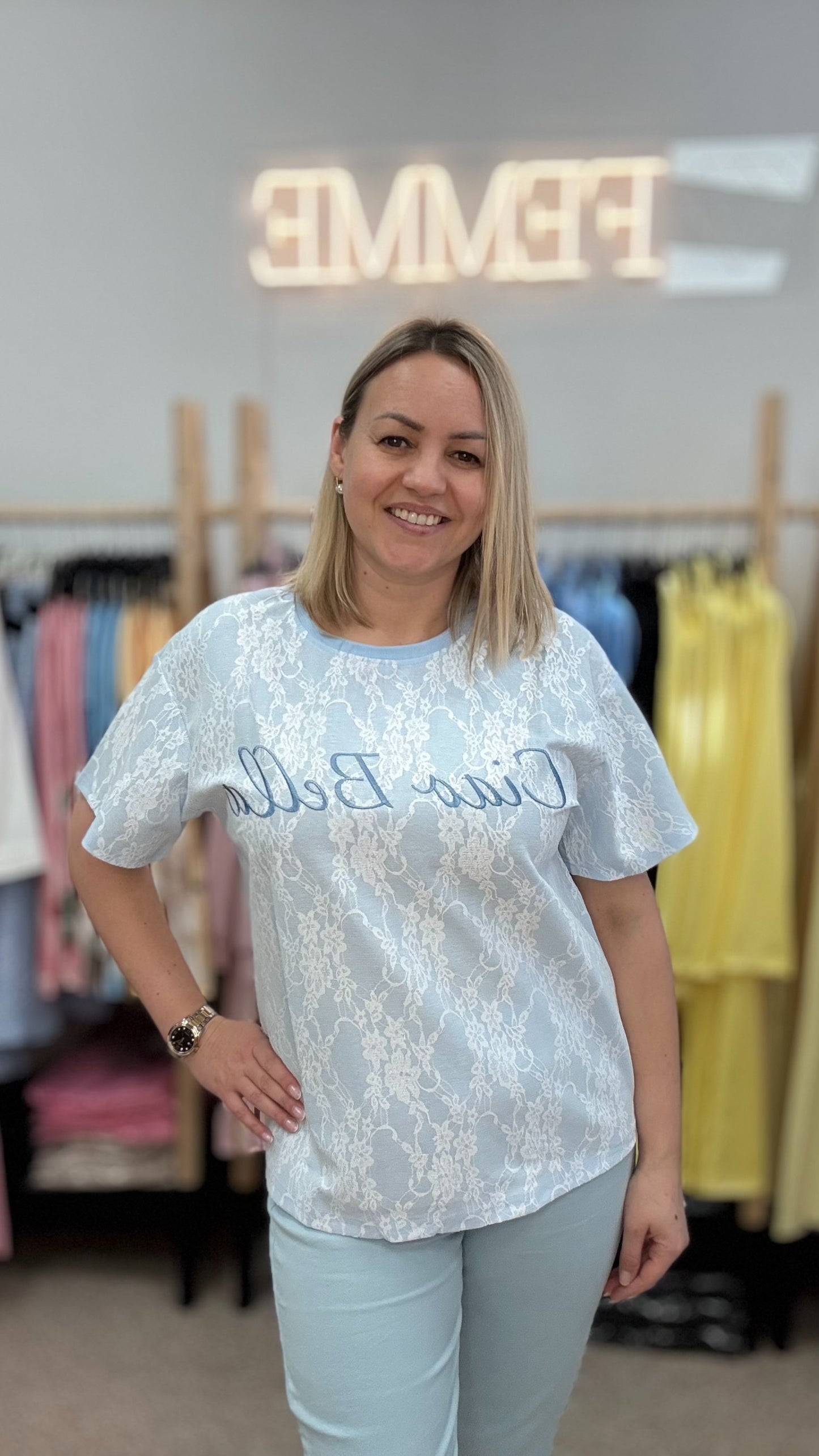 Ciao Bella T krekls maigi zilā tonī 