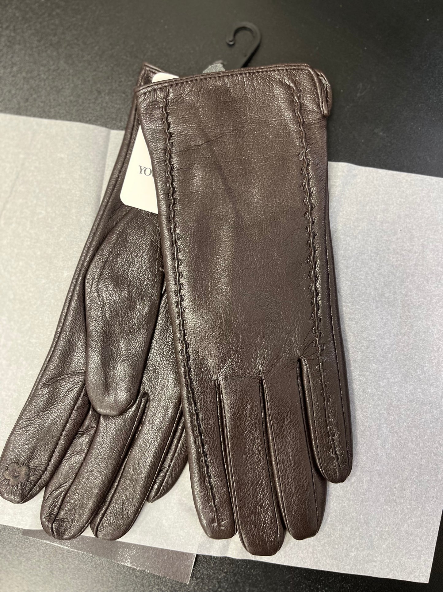 Eko ādas cimdi brūnā tonī 