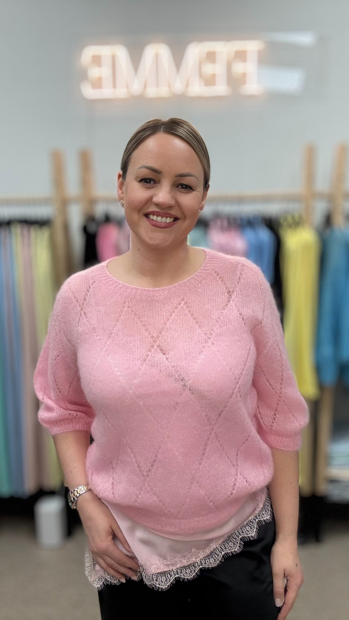 Kid moohēras džemperis rozā krāsā